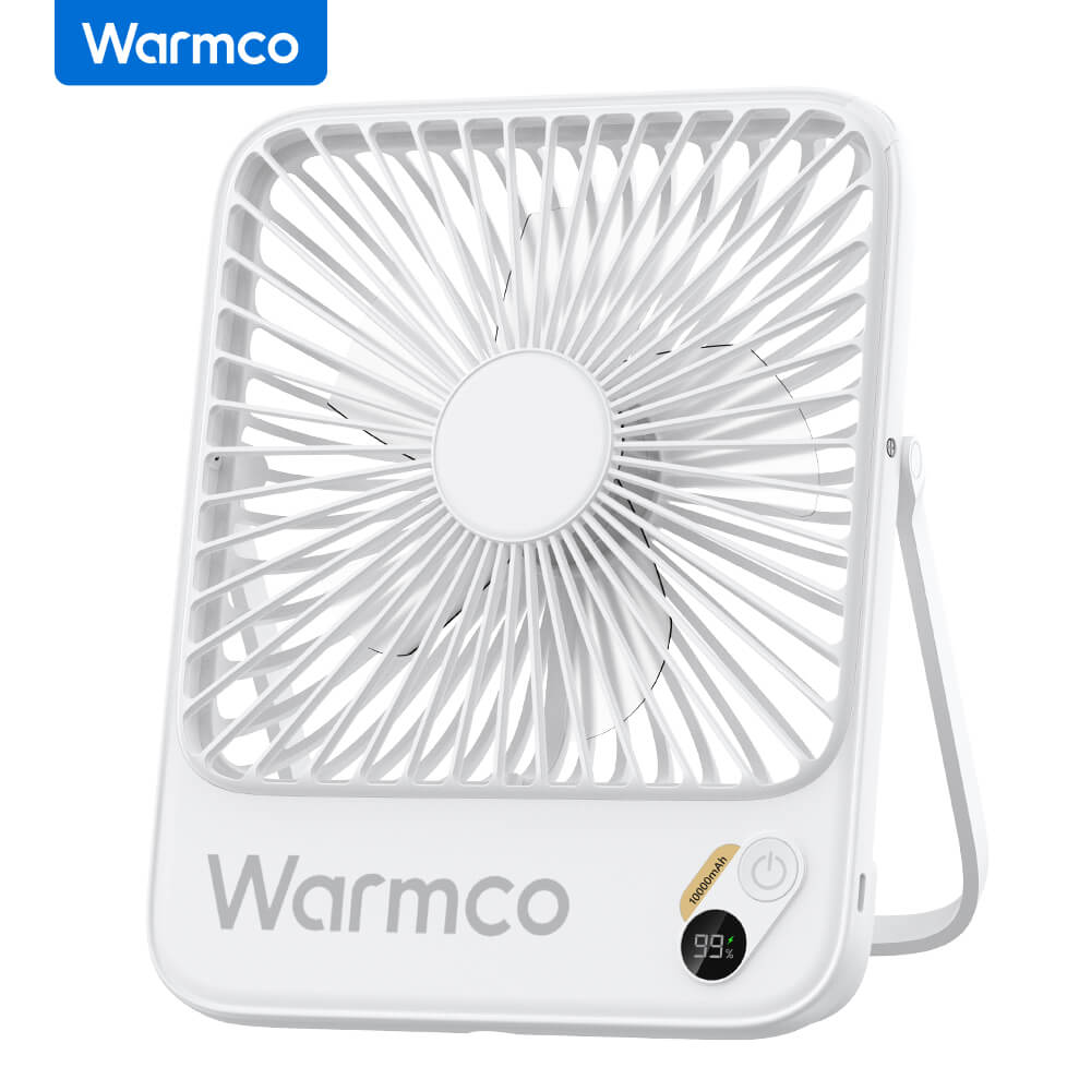 US Warehouse | Warmco 10000mAh Portable 7-Inch Travel Fan – Ultra-Thin Battery Operated Mini Desk Fan with Digital Display, 10–24H Runtime, for Bedroom, Camping, Cruise Essentials & Outdoor Use