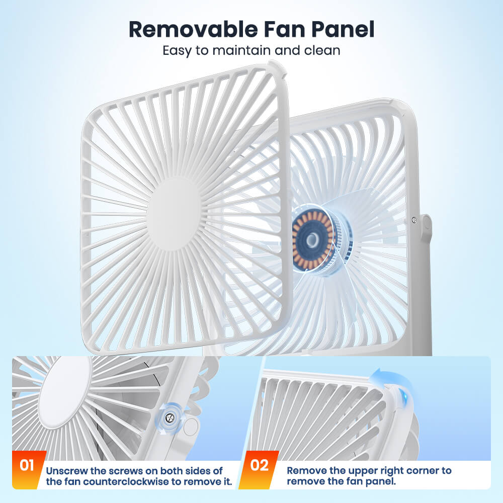 US Warehouse | Warmco 10000mAh Portable 7-Inch Travel Fan – Ultra-Thin Battery Operated Mini Desk Fan with Digital Display, 10–24H Runtime, for Bedroom, Camping, Cruise Essentials & Outdoor Use