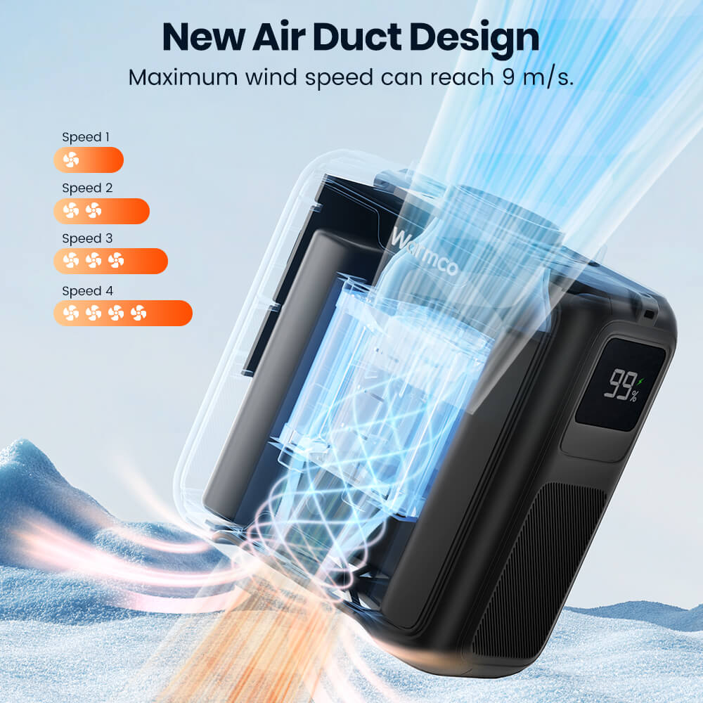 US Warehouse | Warmco 20000mAh Portable Waist Fan – Rechargeable Clip-On Personal Fan with 10 Speeds, 40H Runtime, 16000RPM Powerful Airflow, Hands-Free Belt & Neck Cooling Fan for Outdoor Work, Construction, Camping, Gardening, Travel & Jobsite Use