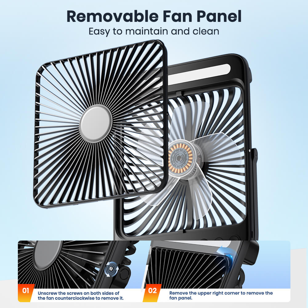 US Warehouse | Warmco 20000mAh 8-Inch Portable Camping Fan with LED Light – Rechargeable, Ultra-Thin, 15–48H Runtime, Ideal for Travel, Outdoor, Indoor, Cruise Essentials