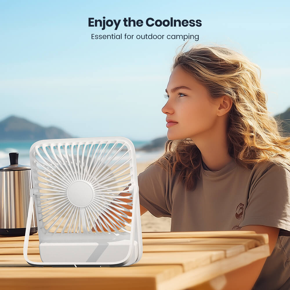 US Warehouse | Warmco 10000mAh Portable 7-Inch Travel Fan – Ultra-Thin Battery Operated Mini Desk Fan with Digital Display, 10–24H Runtime, for Bedroom, Camping, Cruise Essentials & Outdoor Use