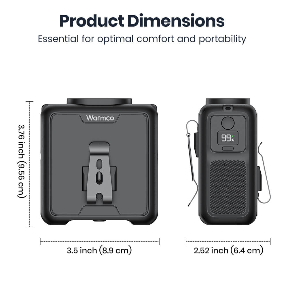 US Warehouse | Warmco 20000mAh Portable Waist Fan – Rechargeable Clip-On Personal Fan with 10 Speeds, 40H Runtime, 16000RPM Powerful Airflow, Hands-Free Belt & Neck Cooling Fan for Outdoor Work, Construction, Camping, Gardening, Travel & Jobsite Use