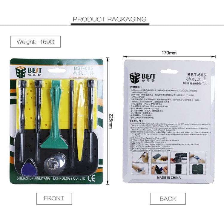10 in 1 BEST BST - 605 Tool Kit Disassemble Opening Tools For iPhone 3 / 4 / 4S / 5, BST - 605 - ORIWHIZ