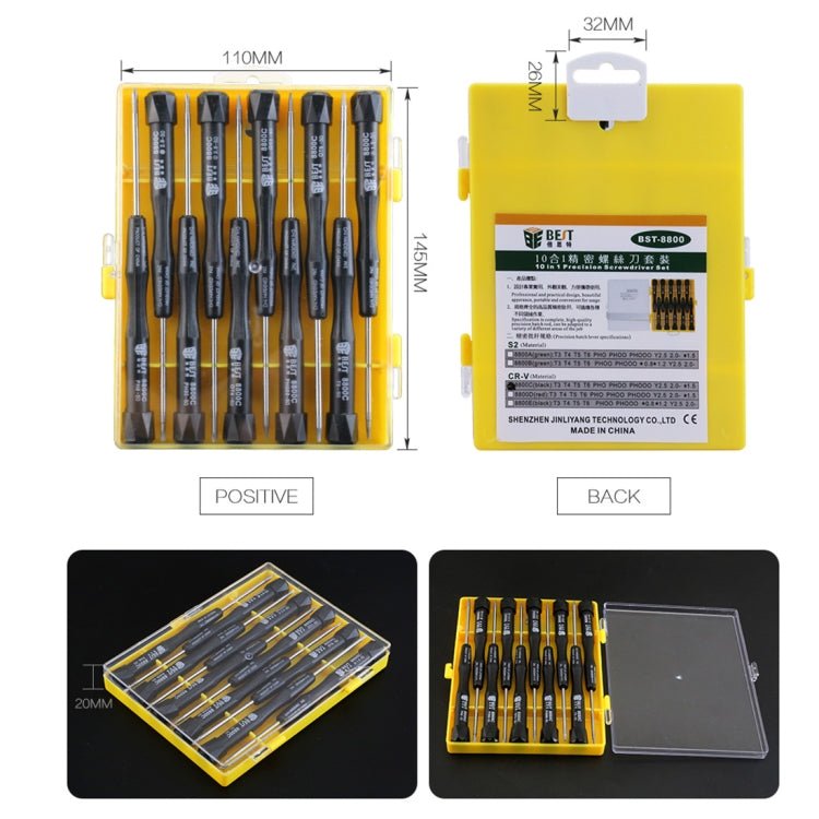 10 in 1 BEST BST - 8800E Repair Tool Precision Multi - purpose Magnetic Screwdriver Set, BST - 8800E - ORIWHIZ