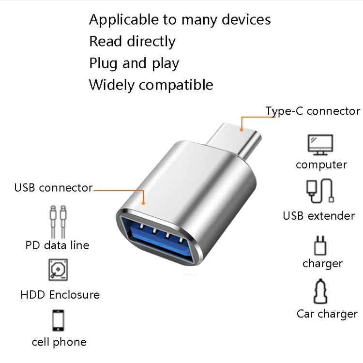 10 PCS USB 3.0 Female to USB - C / Type - C Male OTG Adapte, 10 PCS No Indicator - ORIWHIZ