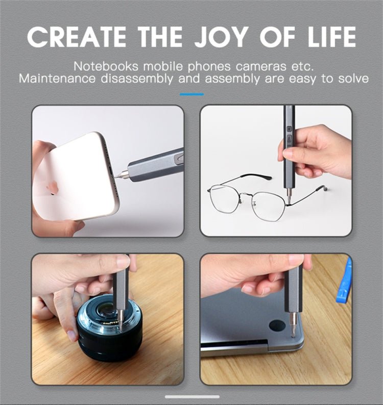 11 In 1 Rechargeable Mini Electric Screwdriver Set With 3LED Lighting, 11 In 1 Blue - ORIWHIZ