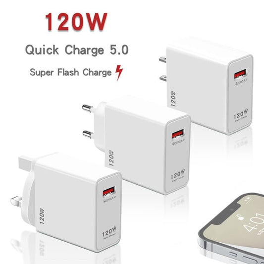 120W USB Super Fast Charging Charger, EU Plug, US Plug, UK Plug - ORIWHIZ