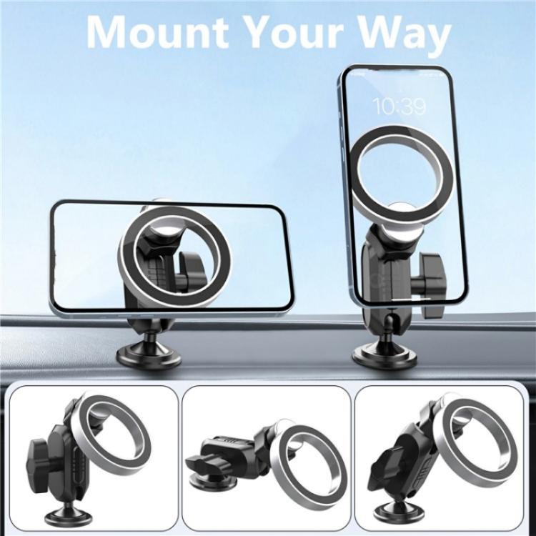 159A 360 Degree Rotation Adhesive Base Magnetic Car Dashboard Mount Phone Holder Bracket, 159A - ORIWHIZ