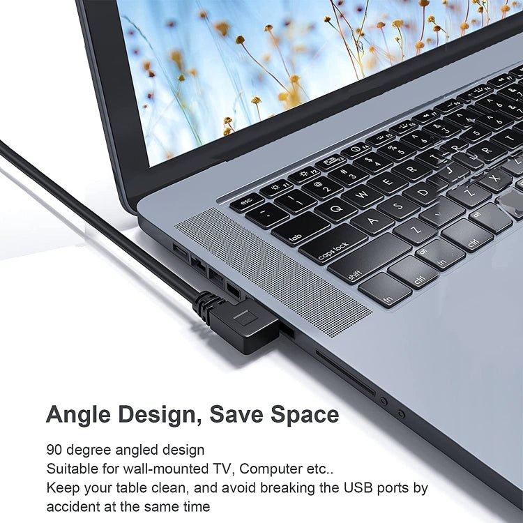 1m USB - C / Type - C 3.1 Male to USB 3.0 90 Degree Left Turn Adapter Cable - ORIWHIZ