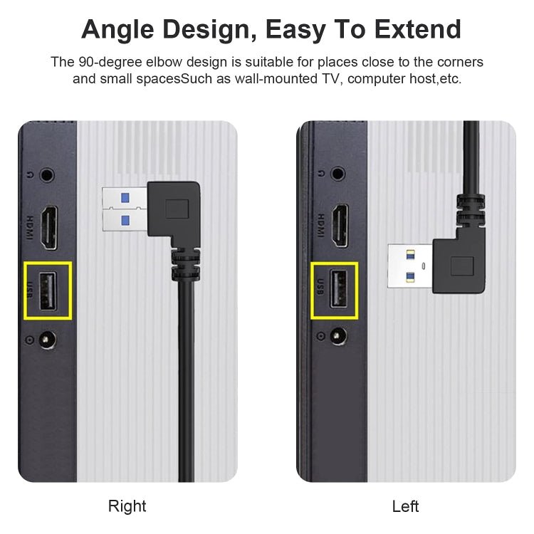 1m USB - C / Type - C 3.1 Male to USB 3.0 90 Degree Left Turn Adapter Cable - ORIWHIZ