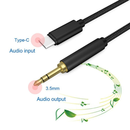 1m Weave Style Type - C Male to 3.5mm Male Audio Cable, 1m - ORIWHIZ