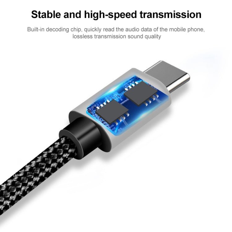 1m Weave Style Type - C Male to 3.5mm Male Audio Cable, 1m - ORIWHIZ