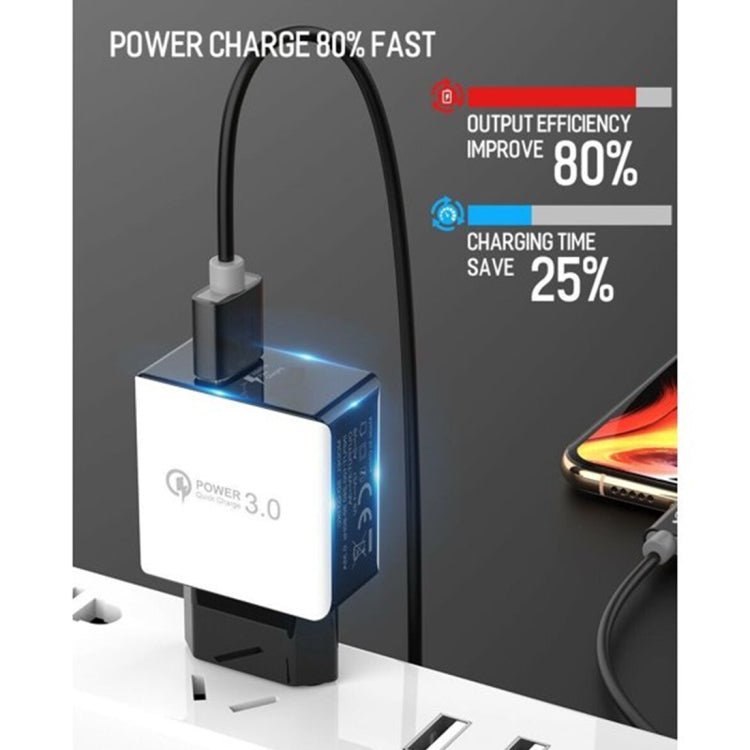 1USB QC 3.0 Wire Drawing Quick Charger EU Plug, QC 3.0 Black, QC 3.0 White - ORIWHIZ