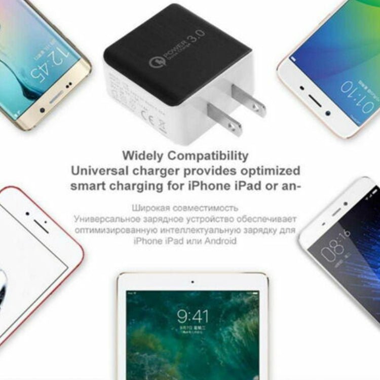 1USB QC 3.0 Wire Drawing Quick Charger US Plug, black, white - ORIWHIZ