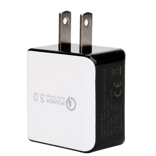 1USB QC 3.0 Wire Drawing Quick Charger US Plug, black, white - ORIWHIZ