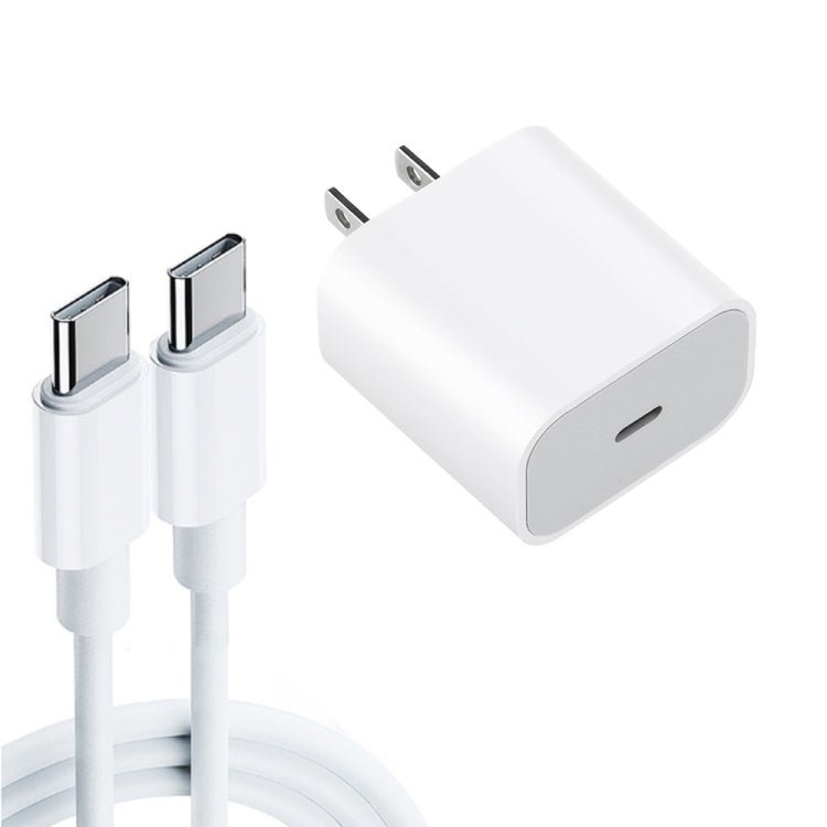 2 in 1 PD 20W Single USB - C / Type - C Port Travel Charger + 3A PD 3.0 USB - C / Type - C to USB - C / Type - C Fast Charge Data Cable Set, Cable Length: 1m, US Plug, 20W 1m - ORIWHIZ