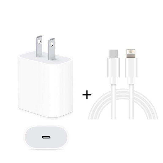 2 in 1 PD 20W Single USB - C / Type - C Port Travel Charger + 3A PD3.0 USB - C / Type - C to 8 Pin Fast Charge Data Cable Set, Cable Length: 1m, US Plug, 20W 1m - ORIWHIZ