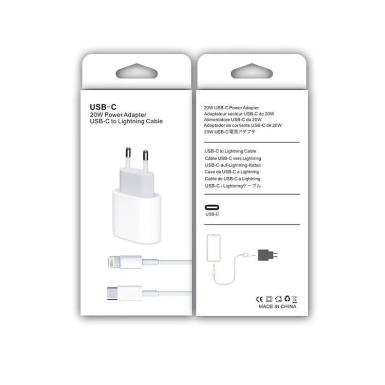 2 in 1 PD 20W Single USB - C / Type - C Port Travel Charger + 3A PD3.0 USB - C / Type - C to 8 Pin Fast Charge Data Cable Set, Cable Length: 2m, EU Plug, 20W 2m - ORIWHIZ