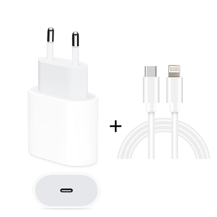 2 in 1 PD 20W Single USB - C / Type - C Port Travel Charger + 3A PD3.0 USB - C / Type - C to 8 Pin Fast Charge Data Cable Set, Cable Length: 2m, EU Plug, 20W 2m - ORIWHIZ