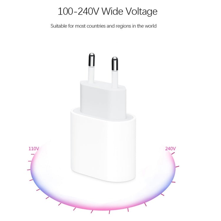 2 in 1 PD 20W Single USB - C / Type - C Port Travel Charger + 3A PD3.0 USB - C / Type - C to USB - C / Type - C Fast Charge Data Cable Set, Cable Length: 1m, EU Plug, 20W 1m - ORIWHIZ