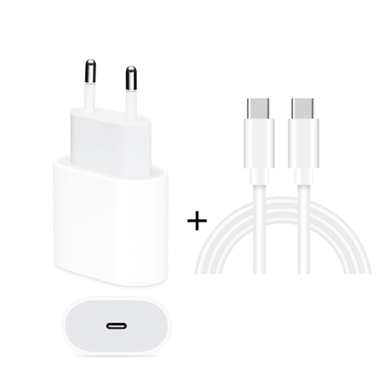 2 in 1 PD 20W Single USB - C / Type - C Port Travel Charger + 3A PD3.0 USB - C / Type - C to USB - C / Type - C Fast Charge Data Cable Set, Cable Length: 1m, EU Plug, 20W 1m - ORIWHIZ