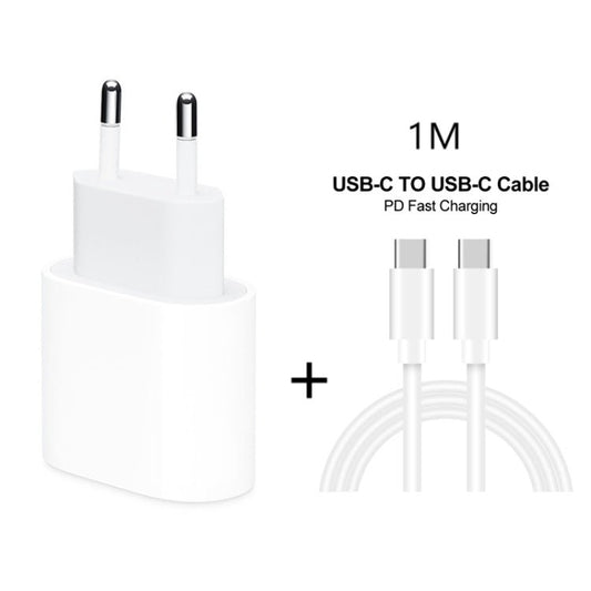 2 in 1 PD 20W Single USB - C / Type - C Port Travel Charger + 3A PD3.0 USB - C / Type - C to USB - C / Type - C Fast Charge Data Cable Set, Cable Length: 1m, EU Plug, 20W 1m - ORIWHIZ