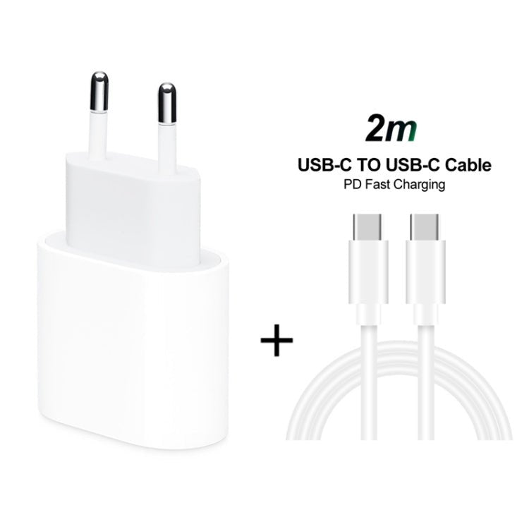 2 in 1 PD 20W Single USB - C / Type - C Port Travel Charger + 3A PD3.0 USB - C / Type - C to USB - C / Type - C Fast Charge Data Cable Set, Cable Length: 2m, EU Plug, 20W 2m - ORIWHIZ