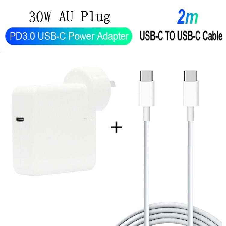 2 in 1 PD 30W USB - C / Type - C + 3A PD 3.0 USB - C / Type - C to USB - C / Type - C Fast Charge Data Cable Set, Cable Length: 2m, AU Plug, 2m AU Plug - ORIWHIZ