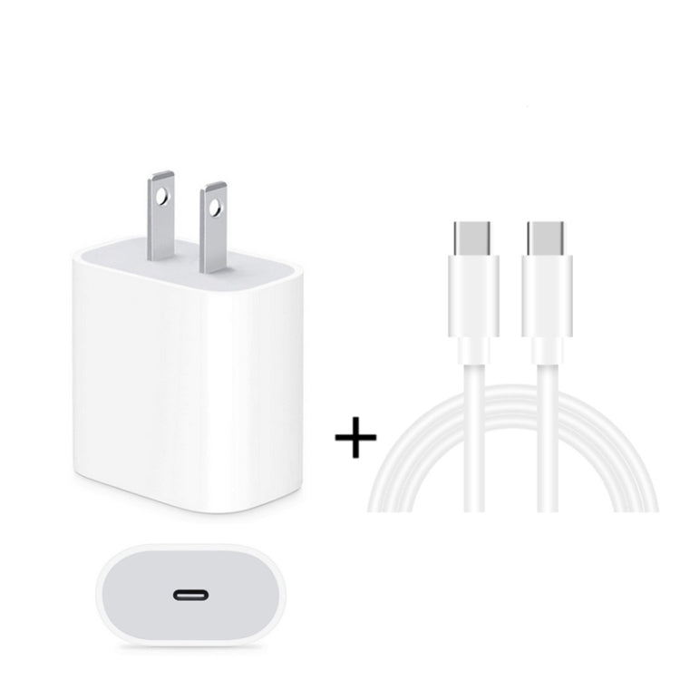 2 in 1 Single USB - C / Type - C Port Travel Charger + 3A PD 3.0 USB - C / Type - C to USB - C / Type - C Fast Charge Data Cable Set, Cable Length: 1m, 18W 1m - ORIWHIZ