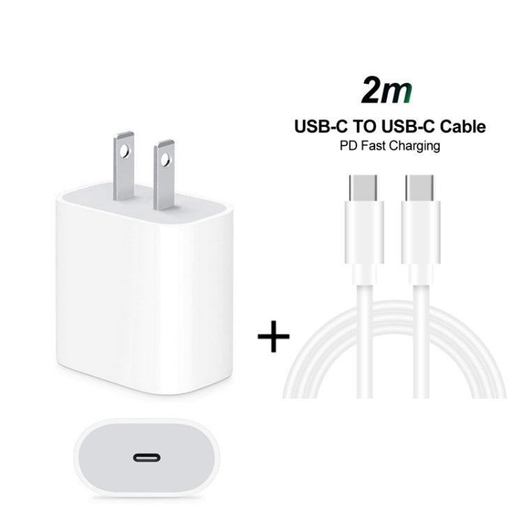 2 in 1 Single USB - C / Type - C Port Travel Charger + 3A PD 3.0 USB - C / Type - C to USB - C / Type - C Fast Charge Data Cable Set, Cable Length: 2m, 18W 2m - ORIWHIZ