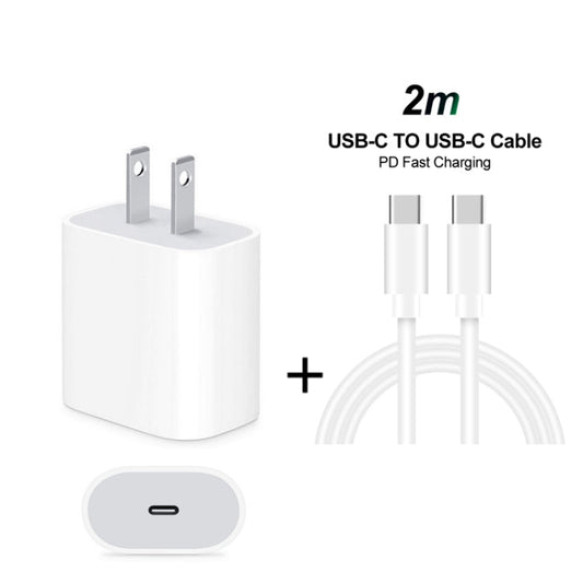 2 in 1 Single USB - C / Type - C Port Travel Charger + 3A PD 3.0 USB - C / Type - C to USB - C / Type - C Fast Charge Data Cable Set, Cable Length: 2m, 18W 2m - ORIWHIZ