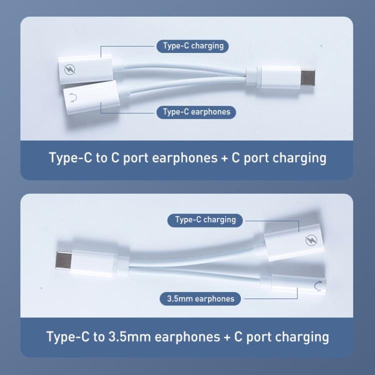 2 in 1 Type - C Male to Type - C Charging and 3.5mm Audio Female Earphone Adapter, 3.5mm - ORIWHIZ