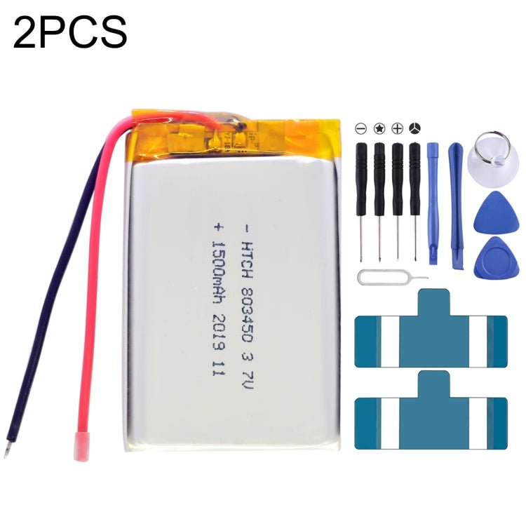 2 PCS Li - Polymer Battery Replacement, 602030 300mAh, 523450 1000mAh, 102050 1000mAh, 902030 500mAh, 803040 900mAh, 802035 500mAh, 602035 400mAh, 582728 400mAh, 103450 1800mAh, 603035 600mAh, 103040 1200mAh, 602535, 601260 400mAh, 803450 1500mAh - ORIWHIZ