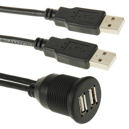 2 USB 2.0 Male to Female Extension Cable with Car Flush Mount, Length: 2m, 2 USB 2.0 Male to Female - ORIWHIZCar Replacement PartsDIY CablesIn Car