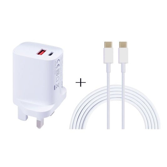 20W USB - C / Type - C + USB Ports Charger with 100W Type - C to Type - C Fast Charging Cable, 1m Type - C to Type - C, UK Plug, 1m Type - C to Type - C, US Plug, 1m Type - C to Type - C, EU Plug, 2m Type - C to Type - C, UK Plug, 2m Type - C to Type - C, US Plug - ORIWHIZ