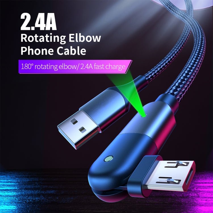 2.4A USB to Micro USB 180 Degree Rotating Elbow Charging Cable, 1.2m Micro USB, 2m Micro USB - ORIWHIZ