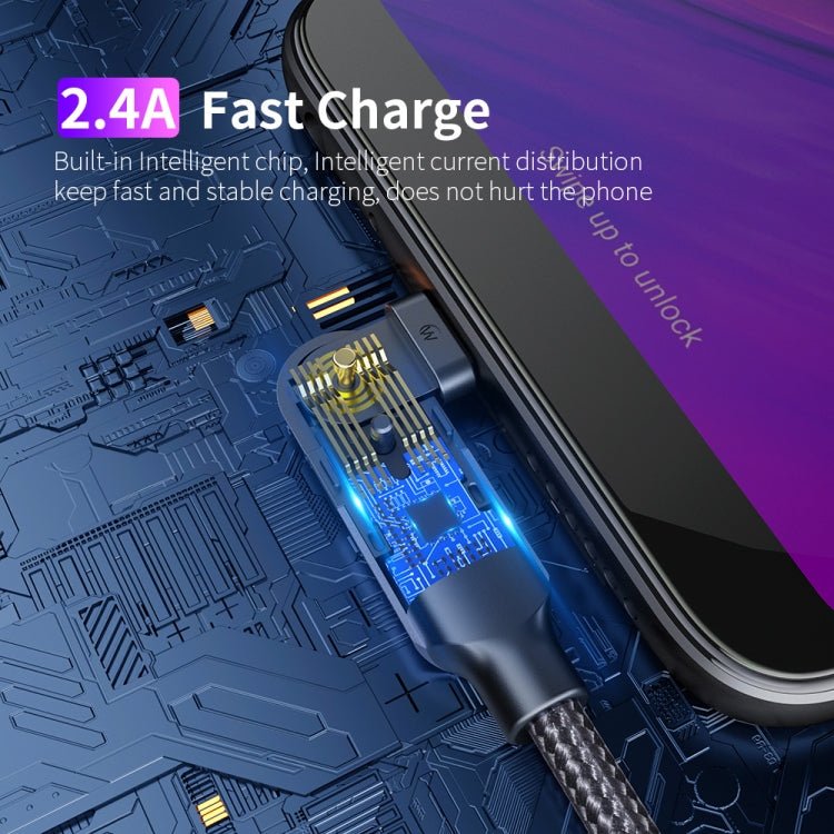 2.4A USB to Micro USB 180 Degree Rotating Elbow Charging Cable, 1.2m Micro USB, 2m Micro USB - ORIWHIZ