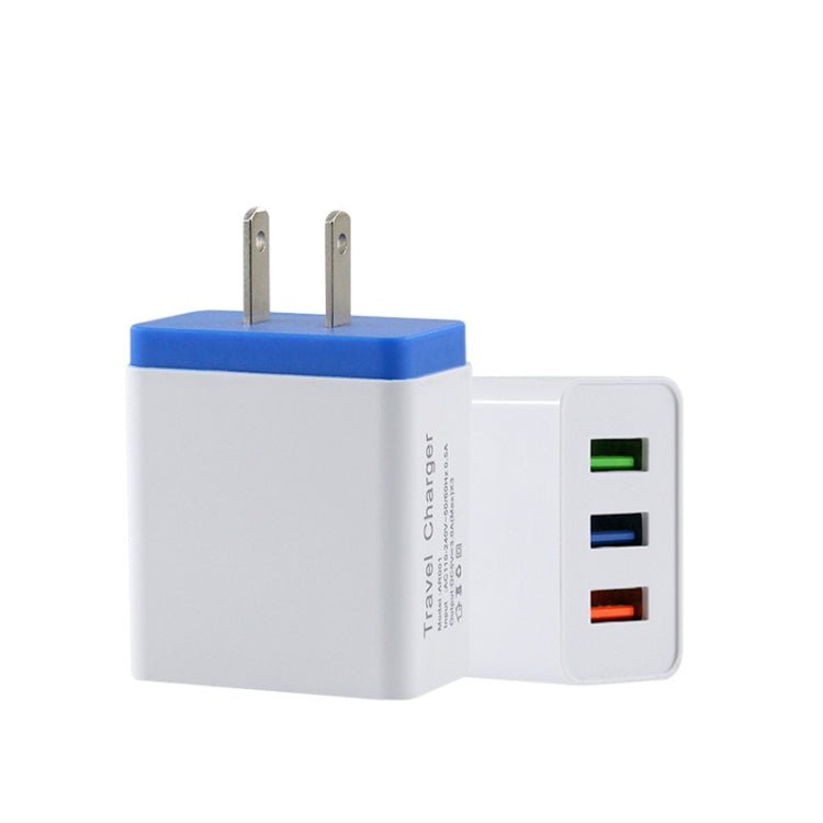 2A 3USB Mobile Phone Travel Charger US PLug, black, gray, red, orange, blue - ORIWHIZ