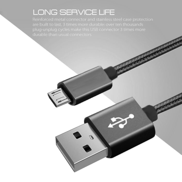 2m 3A Woven Style Metal Head Micro USB to USB Data / Charger Cable, 2m Micro USB - ORIWHIZ