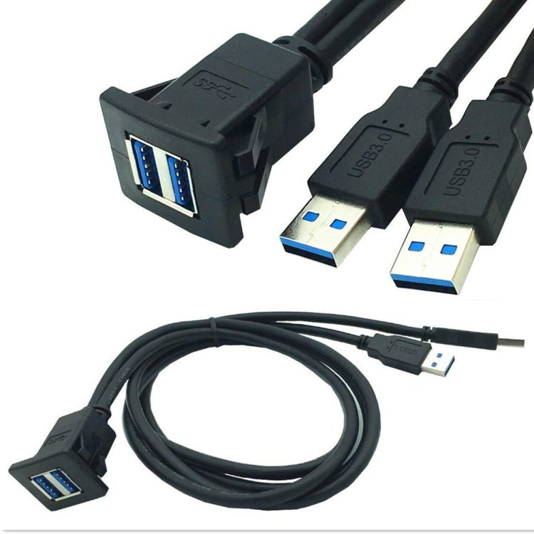 2m ABS Shell Flush Mount USB 3.0 Dock Car Ship Motorcycle Dashboard Panel Male to Female Data Waterproof Extension Cord, For Cable Length: 2m - ORIWHIZCar Replacement PartsDIY CablesIn Car