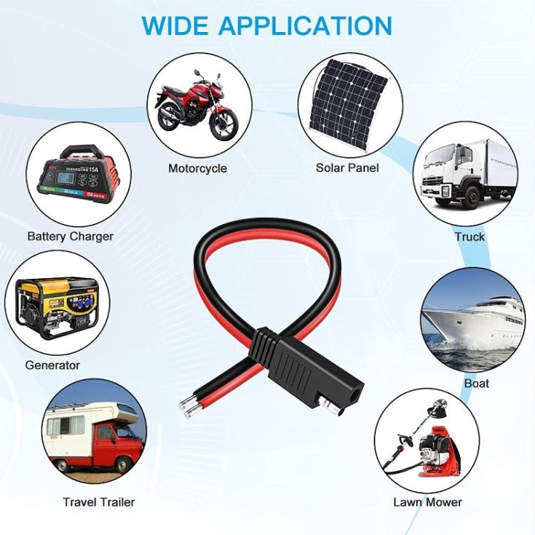 2pcs 20A Solar Car Battery SAE Power Extension Cable, 15cm, 30cm, 100cm - ORIWHIZCar Replacement PartsDIY CablesIn Car