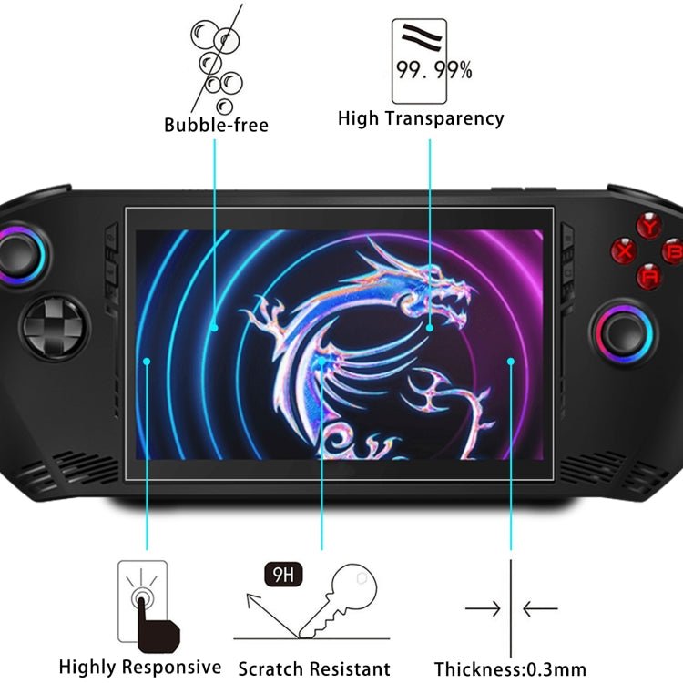 2pcs 9H 0.3mm Explosion - proof Tempered Glass Film, For MSI Claw 7 inch Game Console - ORIWHIZPocket Console & AccessoriesPocket Console & Accessories Tempered GlassToys & Hobbies