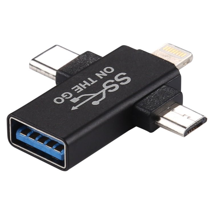 3 in 1 USB 3.0 to 8 Pin + Micro USB + USB - C / Type - C Interface Multifunctional OTG Adapter - ORIWHIZ