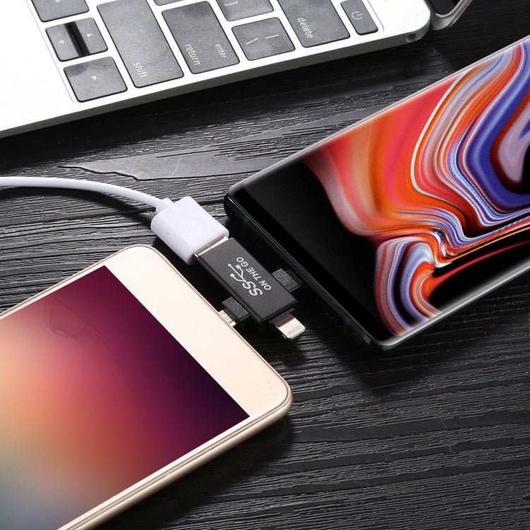 3 in 1 USB 3.0 to 8 Pin + Micro USB + USB - C / Type - C Interface Multifunctional OTG Adapter - ORIWHIZ
