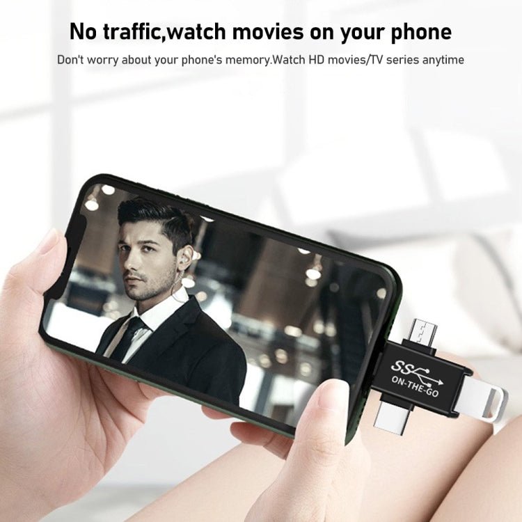 3 in 1 USB 3.0 to 8 Pin + Micro USB + USB - C / Type - C Interface Multifunctional OTG Adapter - ORIWHIZ