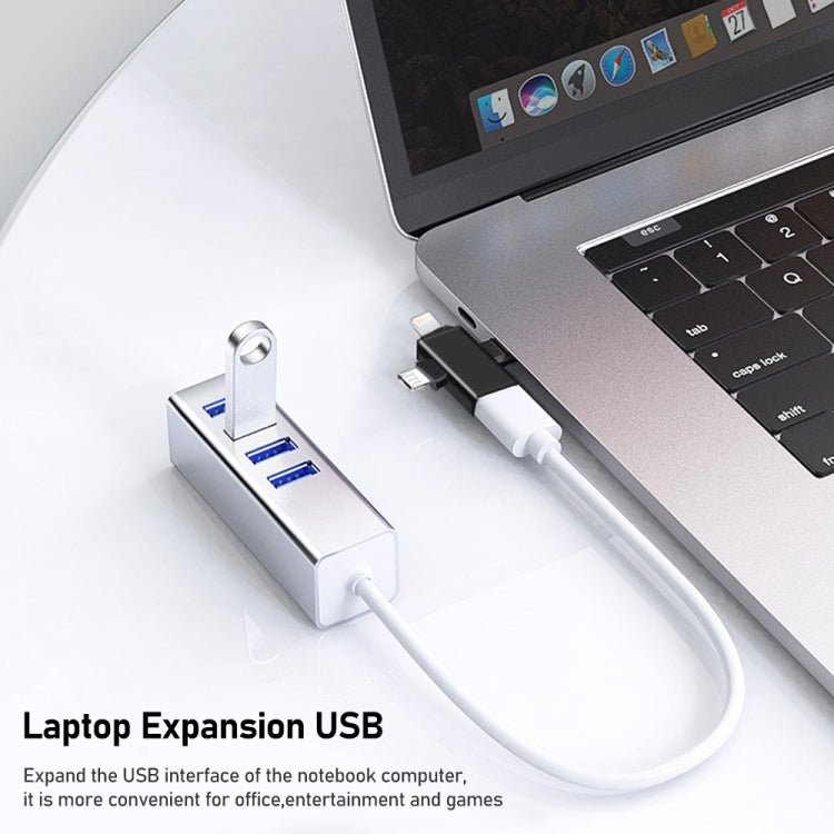 3 in 1 USB 3.0 to 8 Pin + Micro USB + USB - C / Type - C Interface Multifunctional OTG Adapter - ORIWHIZ