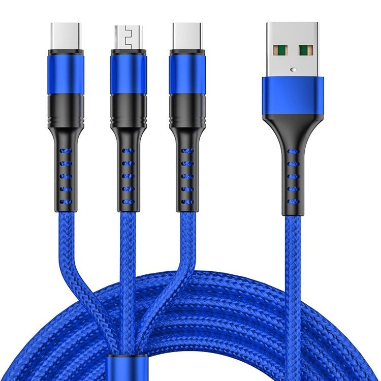 3 in 1 USB to Dual Type - C + Micro USB Quick Charging Sync Data Cable, Output:, 3A (Gold), 3A (Red), 3A (Black), 3A (Blue), 5A (Gold), 5A (Red), 5A (Black), 5A (Blue) - ORIWHIZ