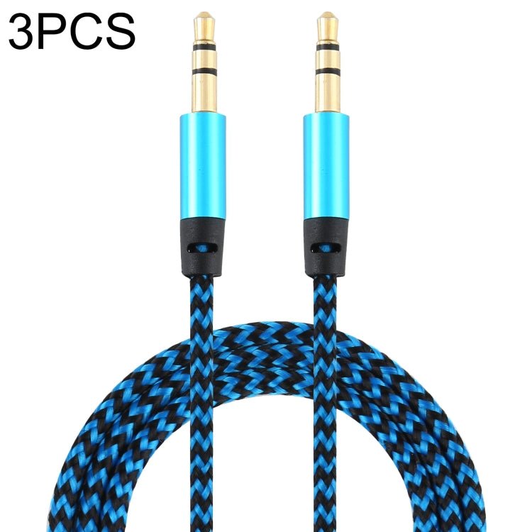 3 PCS K10 3.5mm Male to Male Nylon Braided Audio Cable, Length: 1m - ORIWHIZ