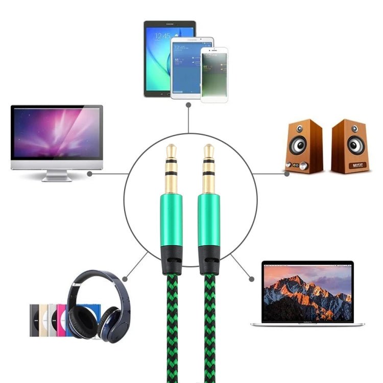 3 PCS K10 3.5mm Male to Male Nylon Braided Audio Cable, Length: 1m - ORIWHIZ