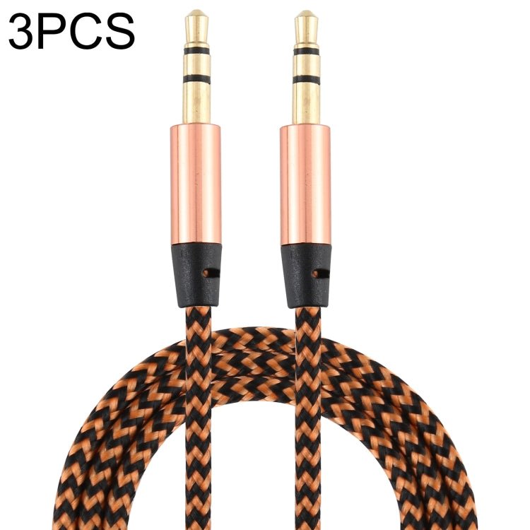 3 PCS K10 3.5mm Male to Male Nylon Braided Audio Cable, Length: 1m - ORIWHIZ